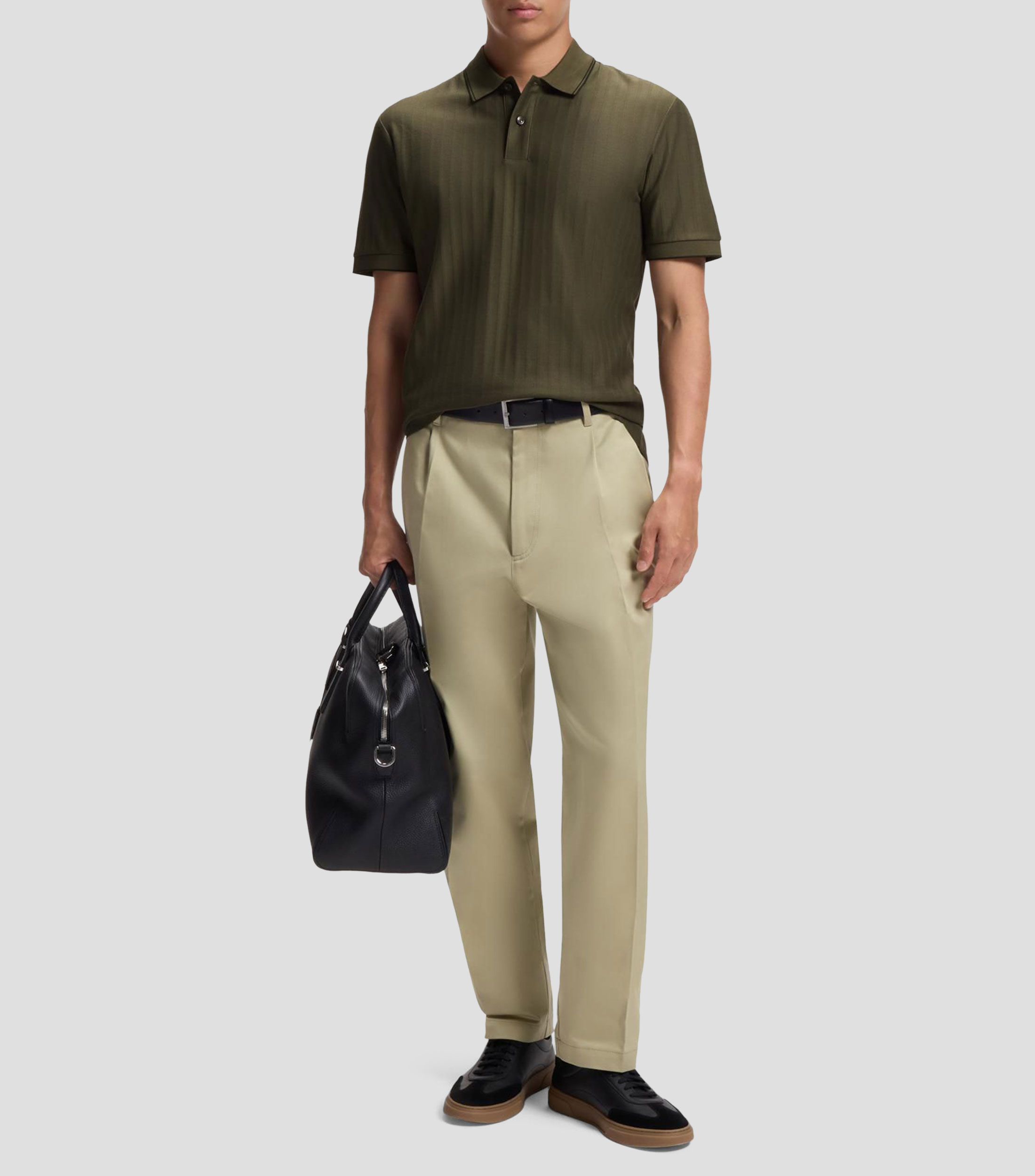 Polo de algodón con detalles de rayas Hombre